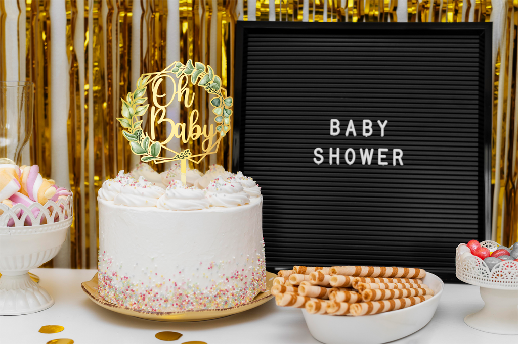 Gold "Oh Baby" Acrylic Cake Topper - Baby Shower, Gender Reveal, 1st Birthday Decor