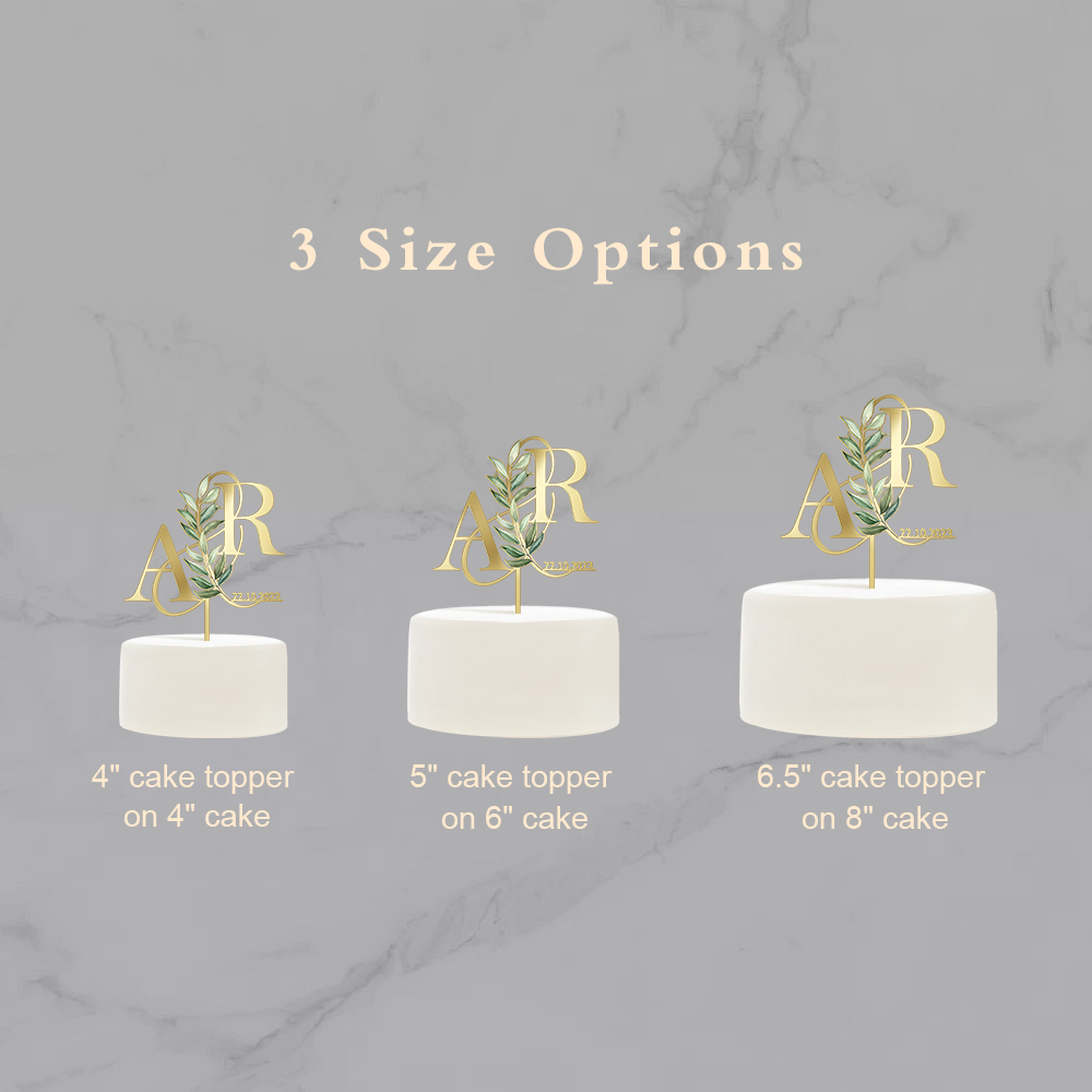 Cake Topper Personnalisé Automne Avec Initiales Et Feuilles En Acrylique - Décoration De Gâteau De Mariage Chic